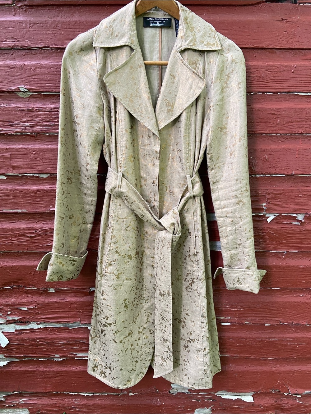 Dana Buchman for Neiman Marcus Italian Linen Trench Coat Dress Women's Size 2